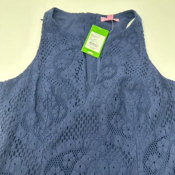 NWT Lilly Pulitzer Navy Augusta Eyelet Lace Mini Shift Dress Size 4-MSRP $278 - Picture 6 of 10